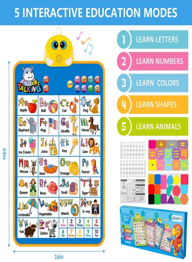 GaHoo Electronic Alphabet Wall Chart, Talking ABC, 123s, Music Poster, Kids Learning Toys for Toddlers 1-3, Interactive Educational Toddler Toy, Birthday Gifts for Age 1 2 3 4 5 Year Old Boys Girls - Blue - Image 5